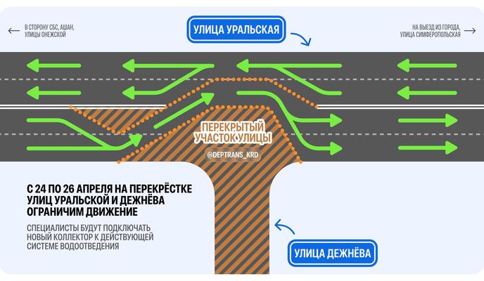 Движение на перекрёстке Уральской и Дежнёва ограничат с 24 апреля
