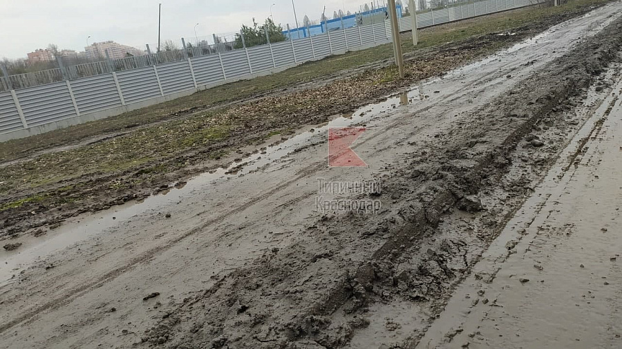 Жители Краснодара пожаловались на грязь на дорогах и тротуарах рядом с парком Галицкого