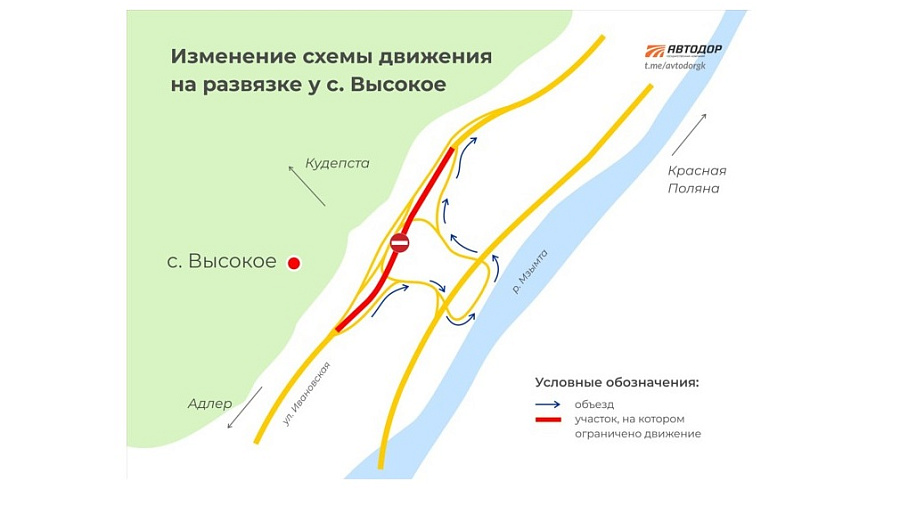 Путепровод на трассе Адлер — Красная Поляна закрыли на ремонт 