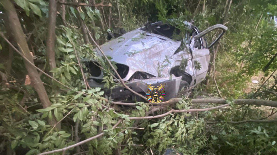 В Кавказском районе автомобиль BMW вылетел с дороги и врезался в дерево 