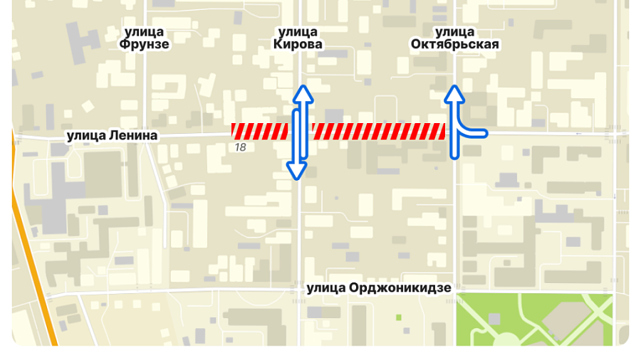 В Краснодаре почти на два месяца перекроют участок на улице имени Ленина