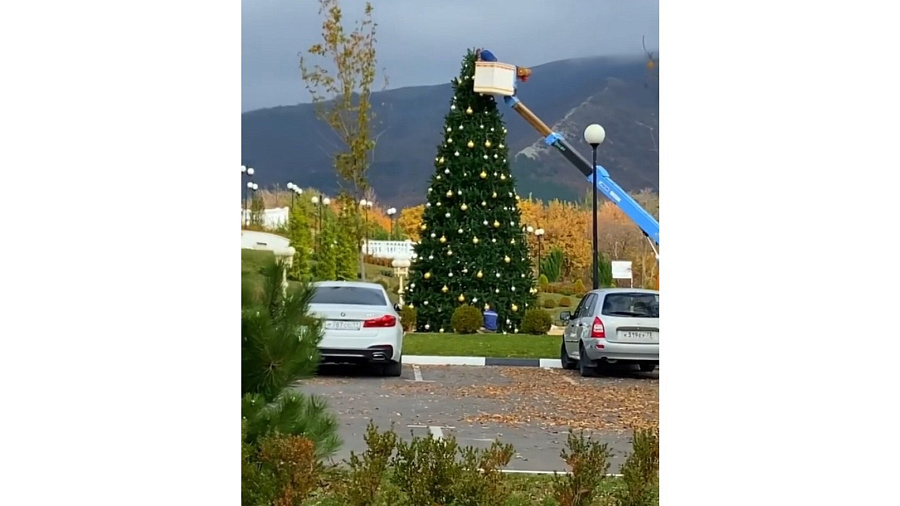 Установленная в Геленджике новогодняя елка в начале ноября насмешила жителей Кубани. Видео
