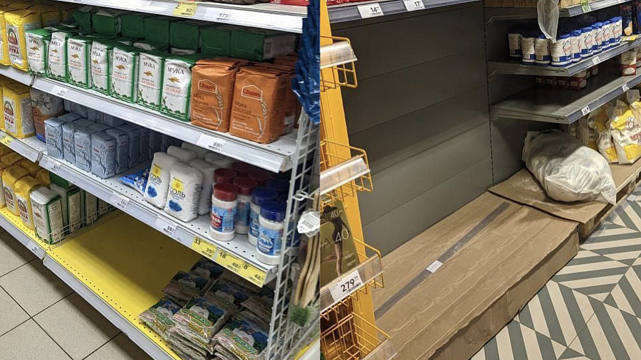 Жители Краснодара показали опустошенные прилавки в магазинах из-за «сахарной истерики»