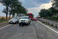 В Краснодарском крае 4 легковушки и автобус столкнулись из-за рухнувшего на дорогу дерева