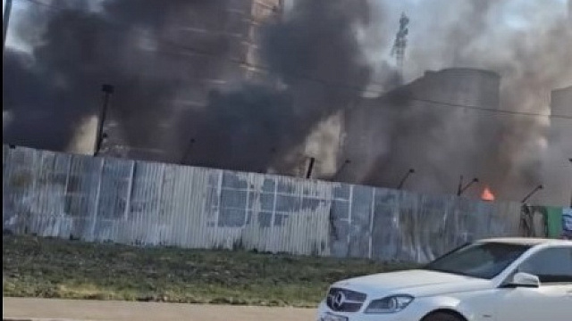 Появилось видео пожара на стройке ЖК «Сегодня» в Краснодаре