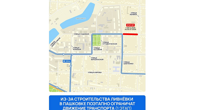 В Краснодаре на 8 месяцев ограничат движение в Пашковском микрорайоне