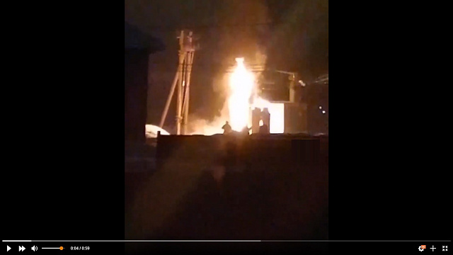 Пожар на трансформаторной подстанции под Краснодаром попал на видео