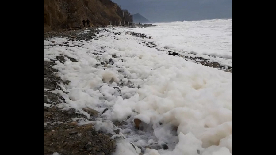 Огромное количество необычной пены на берегу Анапы удивило пользователей Сети. Видео