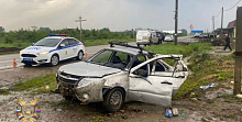 Авария в непогоду: в Северском районе легковушка врезалась в ЛЭП и опрокинулась  