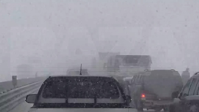 Метель парализовала движение на федеральной трассе М-4 «Дон»