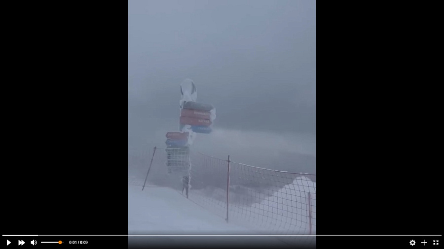 Снежная буря накрыла горнолыжные курорты Сочи (Видео)