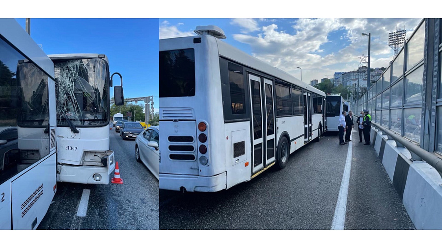 В Сочи произошло ДТП с участием трех городских автобусов