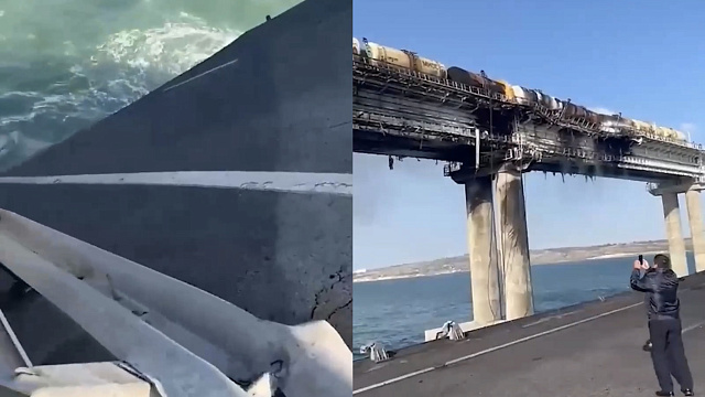 В Сети появились первые видео с Крымского моста после тушения пожара