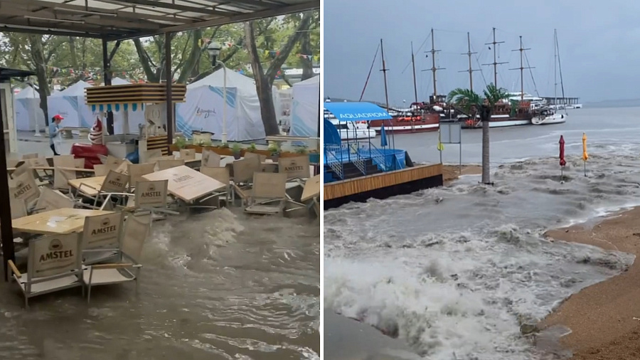 Мощный ливень в Геленджике затопил центр города