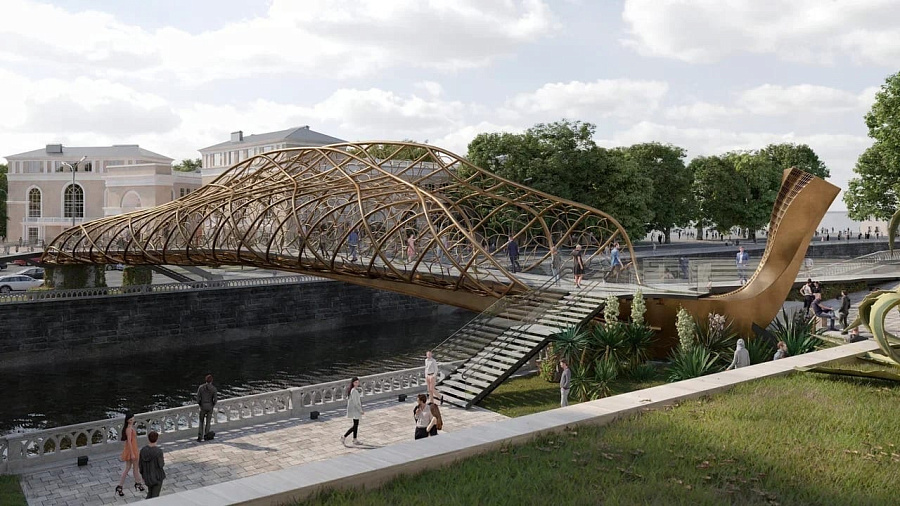 В Сочи строят 50-метровый пешеходный мост «Волшебный лист» 