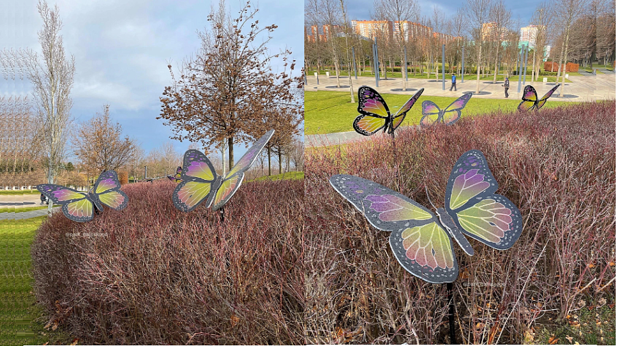 Парк «Краснодар» украсили светящимися бабочками