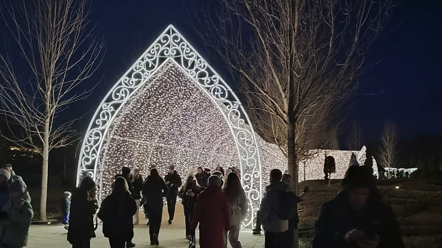 В парке Галицкого приступили к установке коридоров из гирлянд