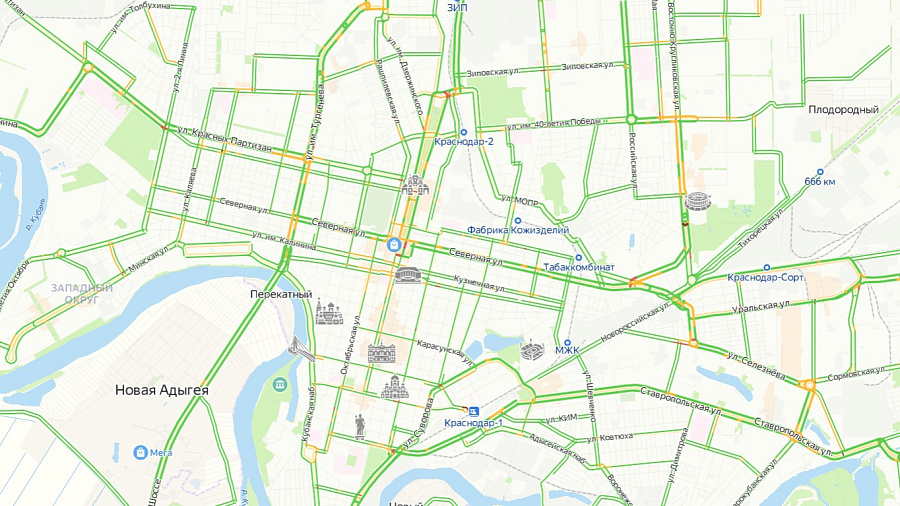 Краснодар 1 января полностью освободился от пробок