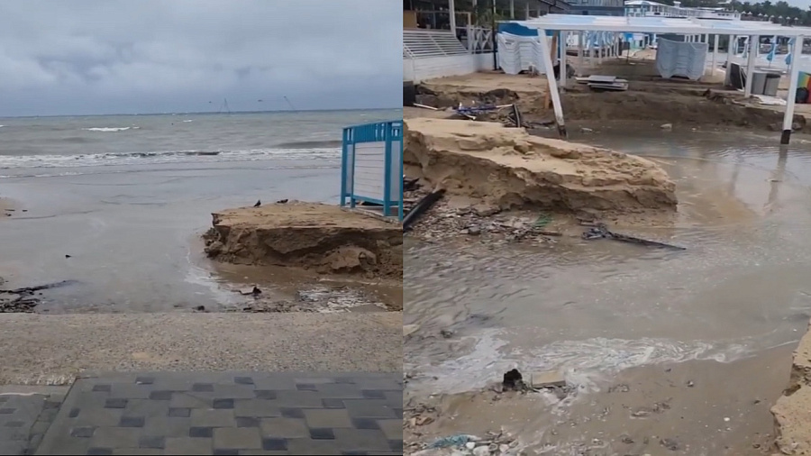 «Все затоплено, колоссальные разрушения»: в Анапе дожди размыли пляжи. Видео 