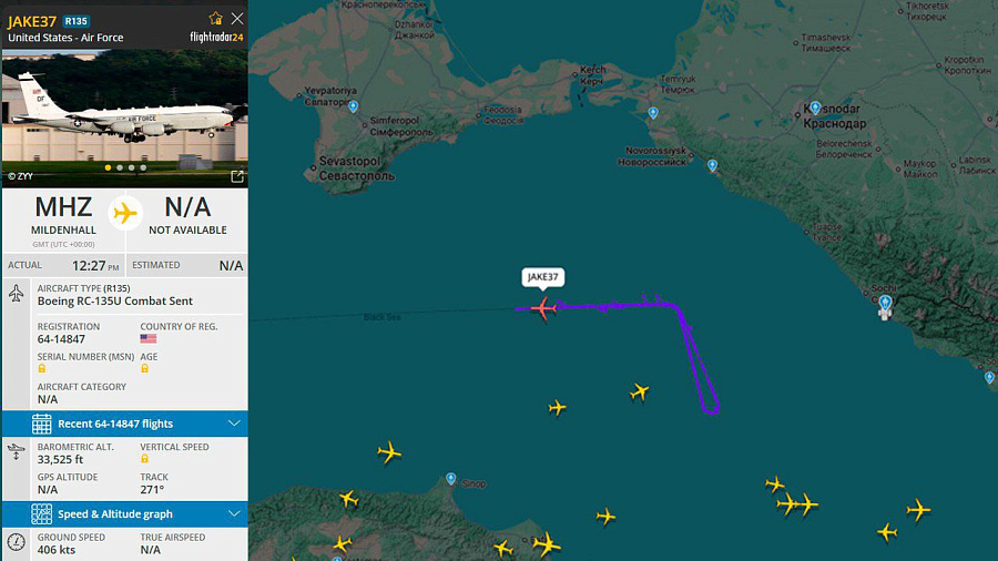 Вблизи Краснодарского края снова кружил американский самолет-разведчик