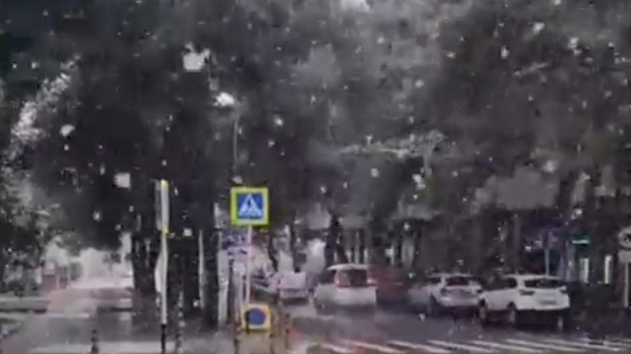 Жители черноморских курортов Краснодарского края показали на видео весенний снег