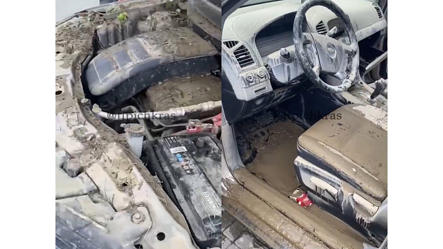 Восстановлению подлежит? Житель Краснодарского края показал машину, пережившую ливни и паводки. Видео