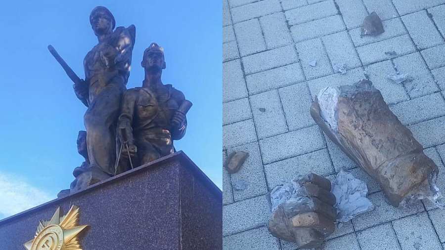 В Новороссийске вандалы отрезали конечности на памятнике воинам-малоземельцам