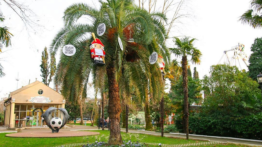 Вместо елки — пальма, вместо игрушек — QR-коды: как Сочи украсили к Новому году